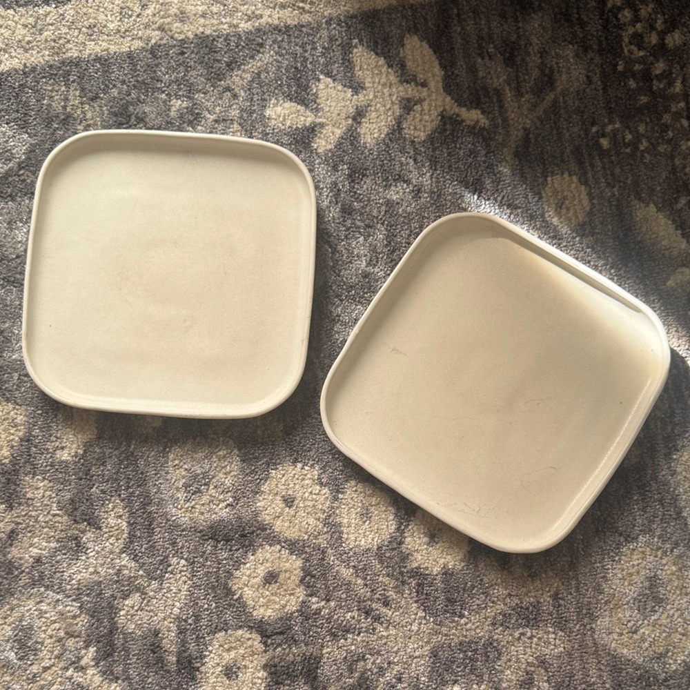 West Elm Cream Square Plates